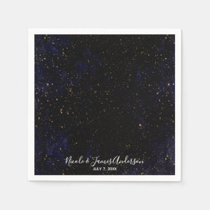 Goud spatten moderne chic paarse blauwe kosmische servetten