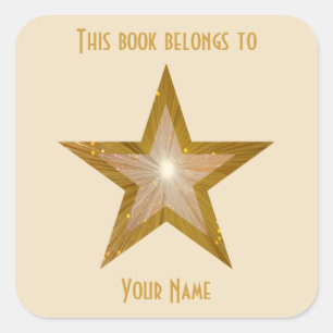 "Goud" Sterrenboeksticker crème Vierkante Sticker