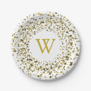 Goud Stof Monogram Papieren Bordje