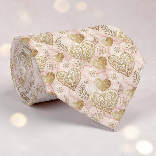 Goud & Stof Roze Elegante Hart Custom Heren Das