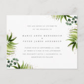 Goud stof & tropisch groen Botanische bruiloft Uitnodiging Briefkaart (Voorkant)