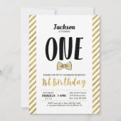 Goud, Stropdas | Jongen 1e verjaardag uitnodiging (Voorkant)