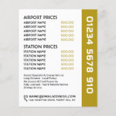 Goud Taxi Cab Logo met Prijslijst Flyer (Achterkant)