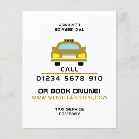 Goud Taxi Cab Logo met Prijslijst Flyer (Voorkant)