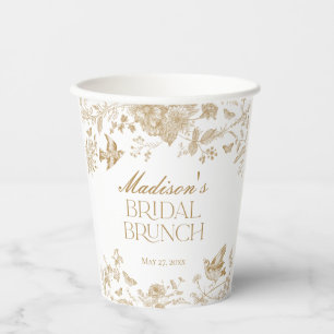 Goud Toile De Jouy Vintage Bloemachtige Bruids Bru Papieren Bekers