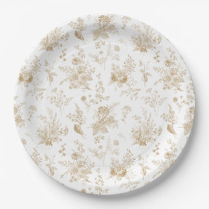 Goud Toile De Jouy Vintage Bloemmotief Chinoiserie Papieren Bordje