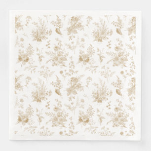 Goud Toile De Jouy Vintage Bloemmotief Chinoiserie Servet