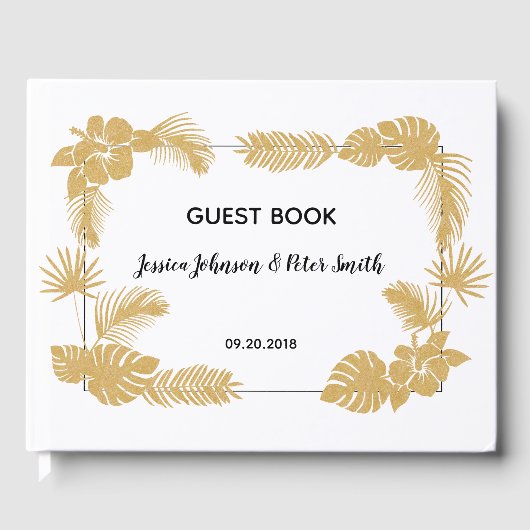 Goud Tropical Wedding Gastenboek (Voorkant)