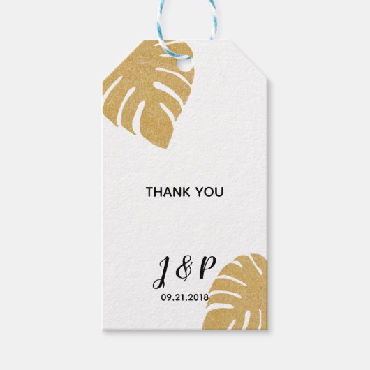 Goud Tropical Wedding Gift Label Cadeaulabel (Voorkant)