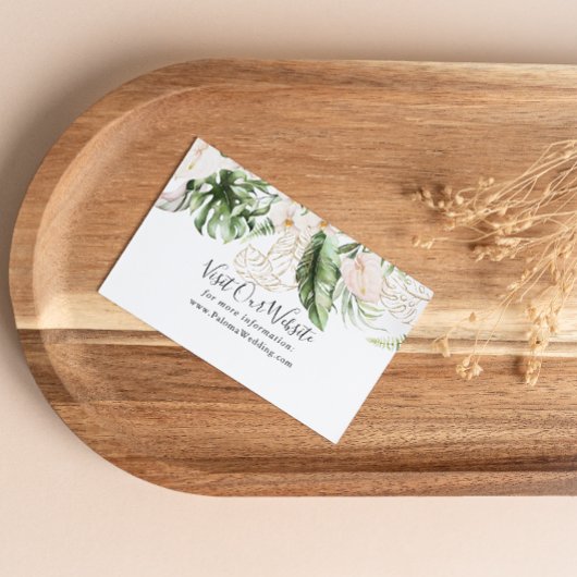 Goud Tropisch Bladgroen Bloemen Bruiloft Website Informatiekaartje