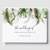 Goud Tropisch groen bruiloft Gastenboek (Voorkant)