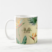 Goud Tropisch Palmblad Bloemen Monogram Script Koffiemok (Links)