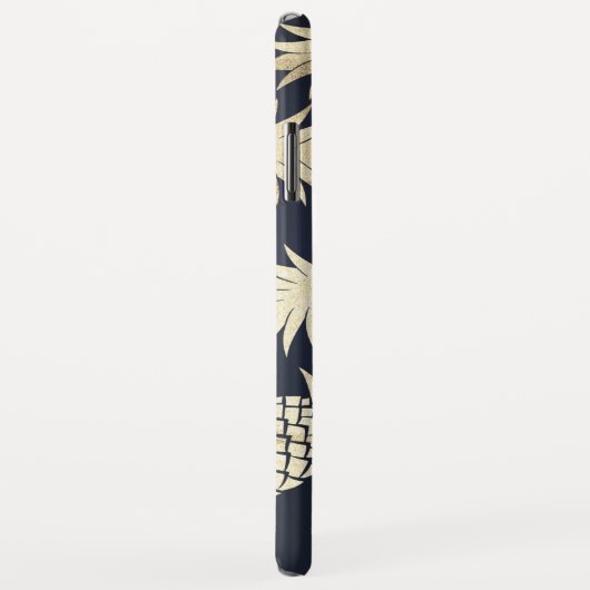 Goud Tropische Ananas Patroon Blauw Monogram Case-Mate iPhone Case (Achterkant/rechts)