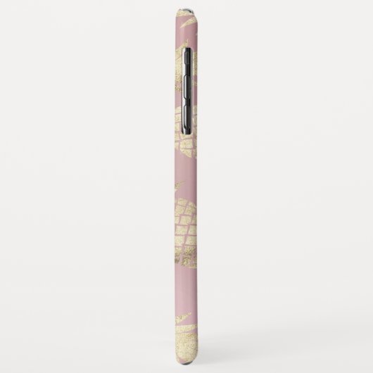 Goud Tropische Ananas Patroon Roze Monogram Case-Mate iPhone Case (Achterkant/links)