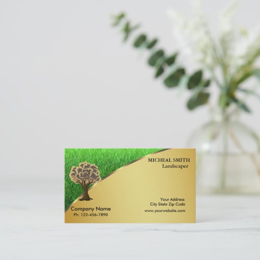 Goud - tuinzorg en landschap visitekaartje (Staand voorkant)