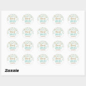 Goud Turquoise Confetti Afstuderen 2025 Ronde Sticker (Vel)