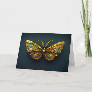 Goud & Turquoise Vlinder Verjaardagskaart Bedankkaart