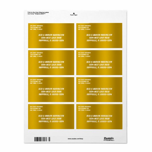 Goud Twee Adres Verzendlabels Etiket (Full Sheet)