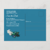 Goud, twee pacocks, veren op Emerald Green Silk Aankondigingskaart (Achterkant)