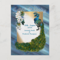 Goud, twee pacocks, veren op Emerald Green Silk