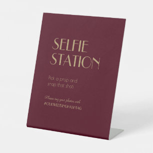 Goud Type Deco Bordeaux huwelijks-selfiestation Reclamebord Met Voetstuk