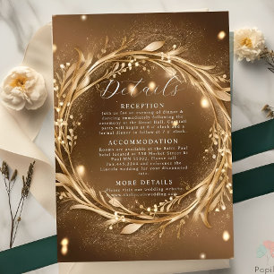 Goud van Liefde Romantische Glam Bruiloft Informatiekaartje