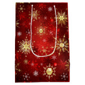 Goud van Red Snowflakes, kerstmis Medium Cadeauzakje (Achterkant)