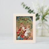  Goud Verfraaide Kerstman met Kinderen Briefkaart (Staand voorkant)