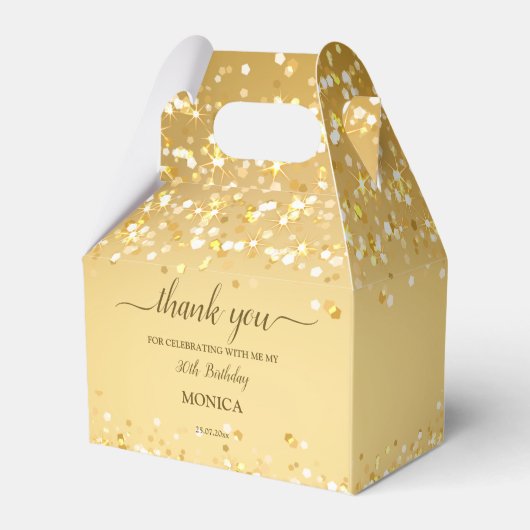 Goud verjaardagsfeestje elegant minimalistisch bed bedankdoosjes (Voorkant Zijde)