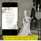 Goud verlaat elegantie Moslim bruiloft Nikah Kaart