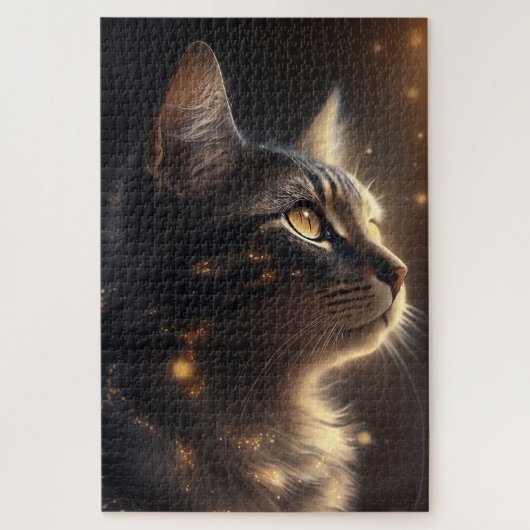 Goud verlicht kat legpuzzel (Verticaal)
