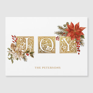 Goud Verlichte Vreugd Blok Letters w/Poinsettias