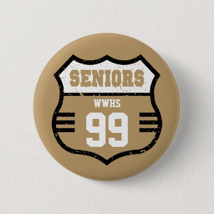 Goud verweerd senioren verkeersbord ronde button 5,7 cm