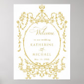 Goud Victoriaans Bloemen Lijst Huwelijk Welkom Poster (Voorkant)