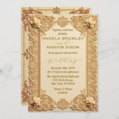  Goud Victoriaans Kant Formele bruiloft Kaart (Voorkant / Achterkant)