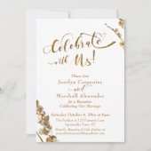 Goud "Vier met Ons" met Botanicals op Wit Kaart (Voorkant)