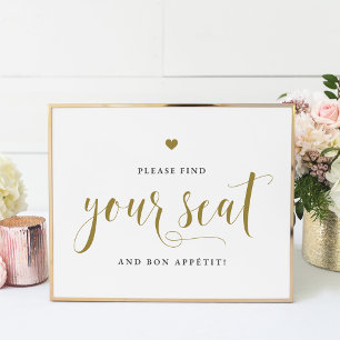 Goud Vind uw stoel en Bon Appétit Poster