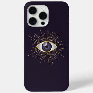 Goud & Violet Mystic Evil Eye Nazar Mati iPhone 15 Pro Max Hoesje