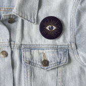 Goud & Violet Mystic Evil Eye Nazar Mati Ronde Button 5,7 Cm (In situ)