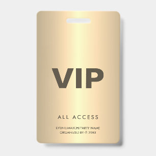 Goud VIP All Access Evenement Concert Match Feest Badge