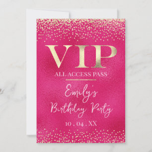 Goud VIP op Hot Pink evenement of feest Kaart