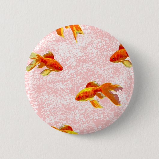 Goud vispatroon roze ronde button 5,7 cm (Voorkant)