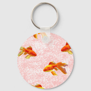 Goud vispatroon roze sleutelhanger