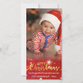 Goud Vrolijk Kerstfeest, Goud & Wit Licht Feestdagenkaart (Voorkant)