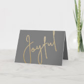 Goud Vrolijk op Grijs Gevouwen Kerstmis Kaart (Voorkant)