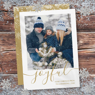 Goud Vrolijke Vrolijke Kerstmisfoto Feestdagenkaart