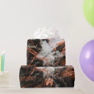 Goud vuurwerk abstracte gouden zwarte rook cadeaupapier