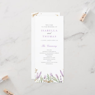 Goud & Waterverf Lavendel Bloemen Trouwprogramma