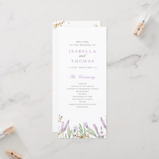 Goud & Waterverf Lavendel Bloemen Trouwprogramma