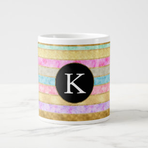 Goud Waterverf Stripes Monogram Extra Grote Beker